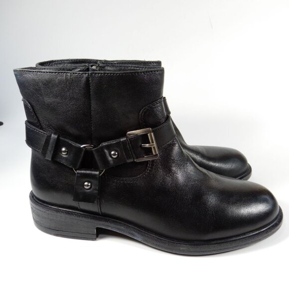 GEOX Respira Catria Motorcycle Biker Ankle Boots Size 8.5 Black Leather NEW - Picture 10 of 16